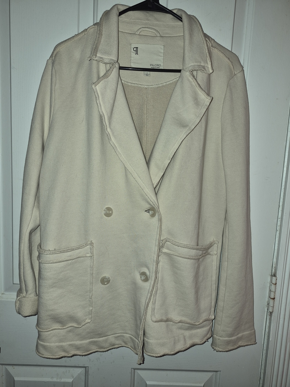 Pilcro Cream Peacoat Double-Breasted Jacket,S